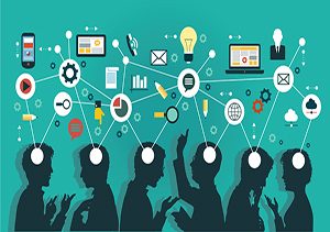 Illustration of students with skill icons for ITI training
